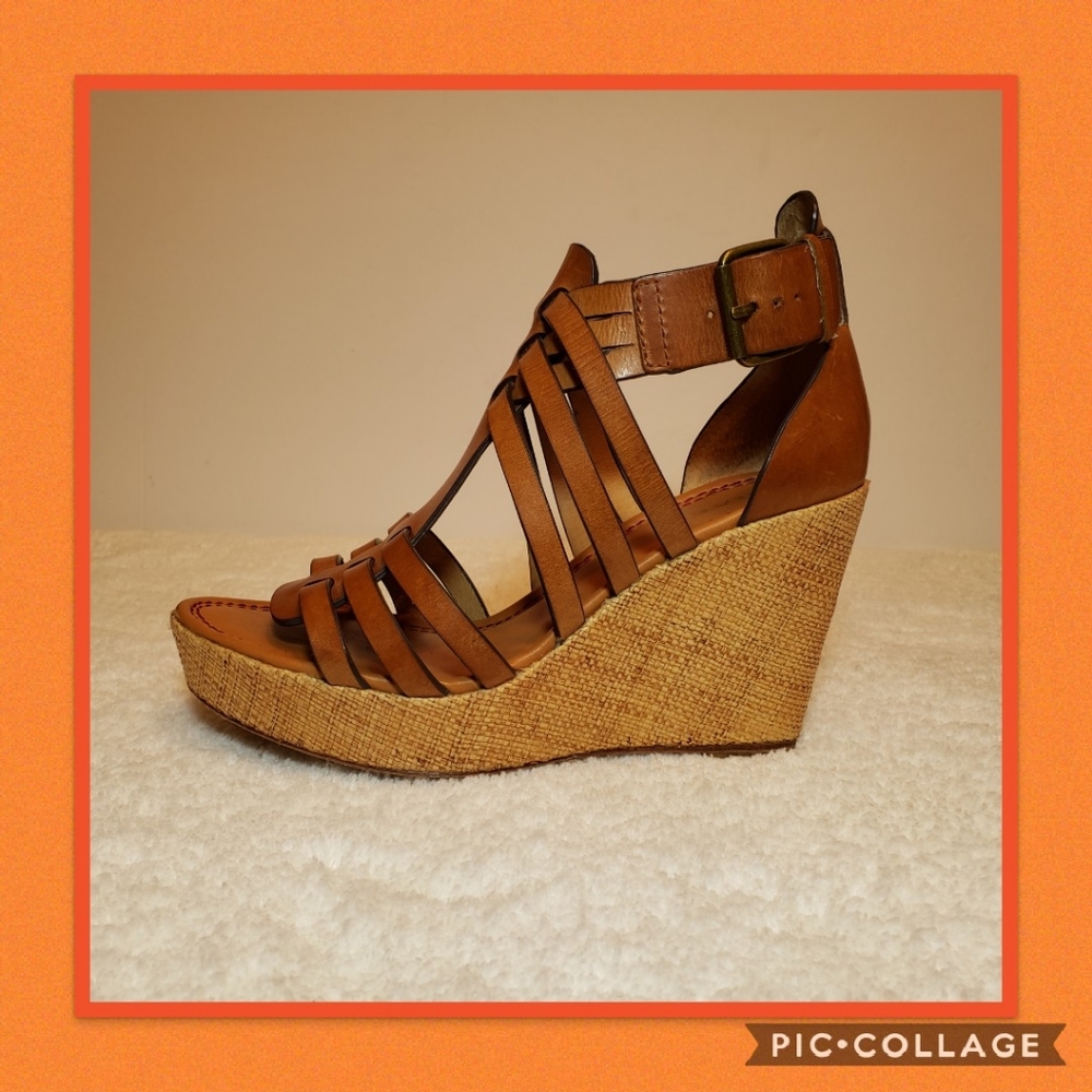 Trask Platform Leather Wedges Size 9 - Picture 2 of 8